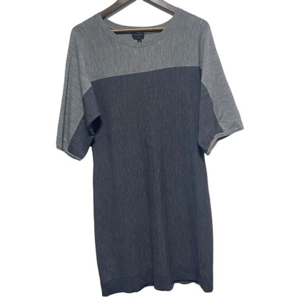 Talbots Dress Womens S Gray Merino‎ Wool Knit Sweater 3/4 sleeve Colorblock Soft